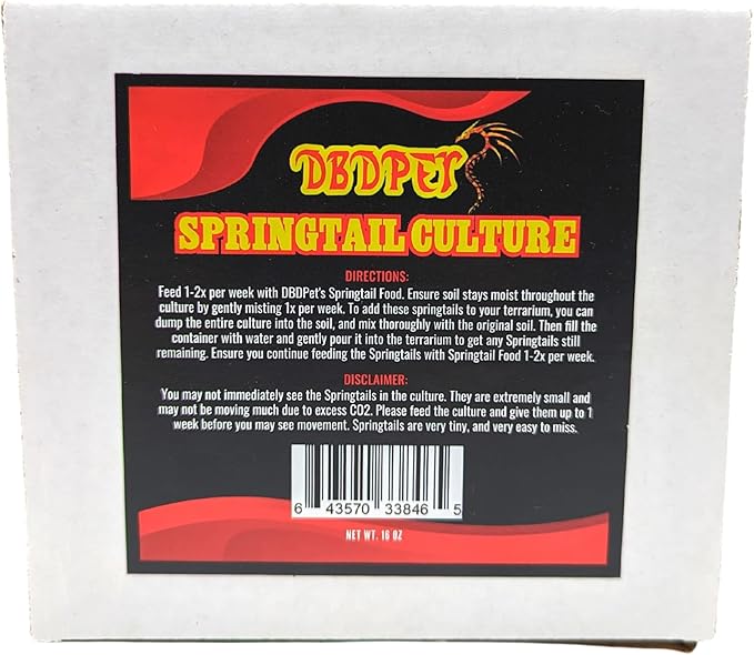 DBDPet Live Springtail Cultures - Great for Terrariums, Vivariums, and More - Microfauna for Bioactive Reptile & Amphibian Cages (Soil Culture)