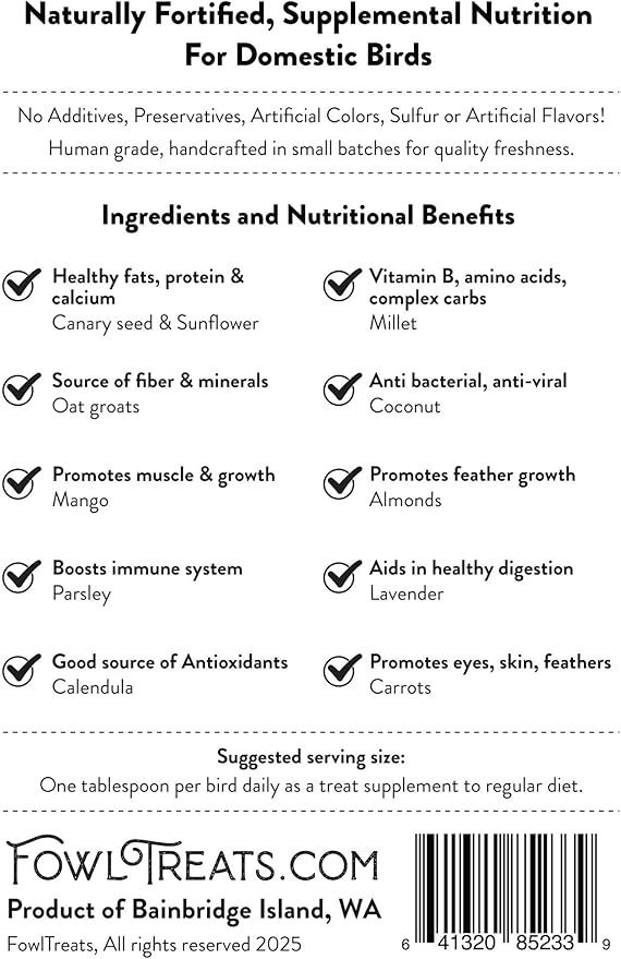 Flight Treats Handcrafted, Nutrient-Rich, and Irresistibly Delicious - 16 oz of Quality Food for Your Feathered Companions
