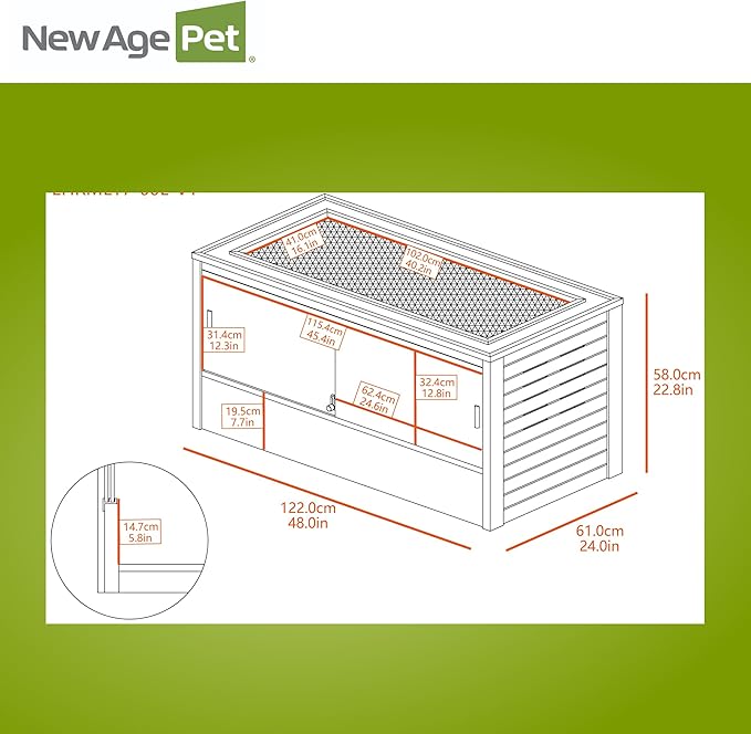 New Age Pet ECOFLEX 48 in Mojave Reptile Lounge in Espresso Black, Durable Wood Plastic Composite Habitat with Vented Side Panels, Removable Sliding Glass Doors, and Mesh Screen Top for Lamp Setup,