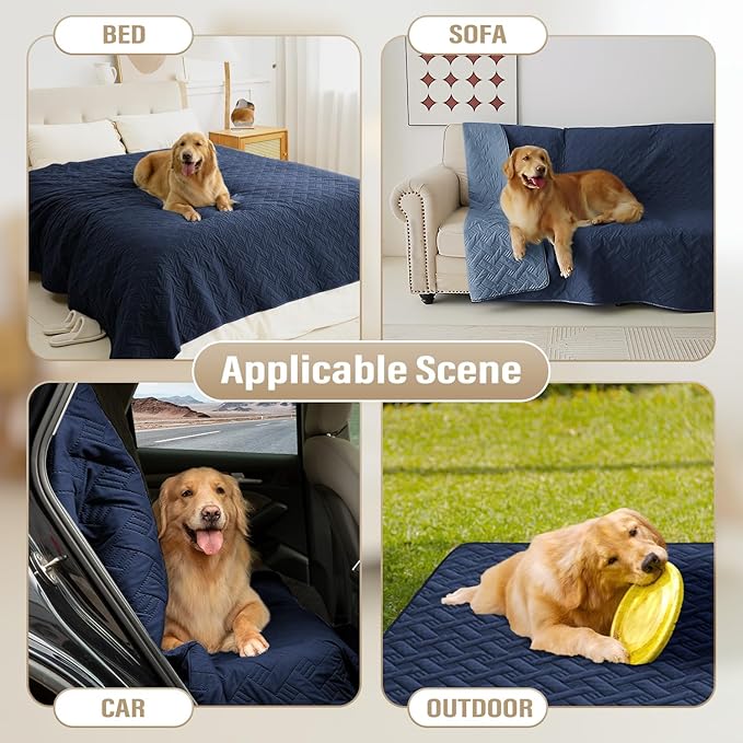 BOCTOPUG Dog Bed Cover for Pets Blankets Rug Pads for Couch Protection Waterproof Bed Covers Dog Blanket Furniture Protector Reusable Changing Pad (Navy Blue+Stone Blue, 20"x30")