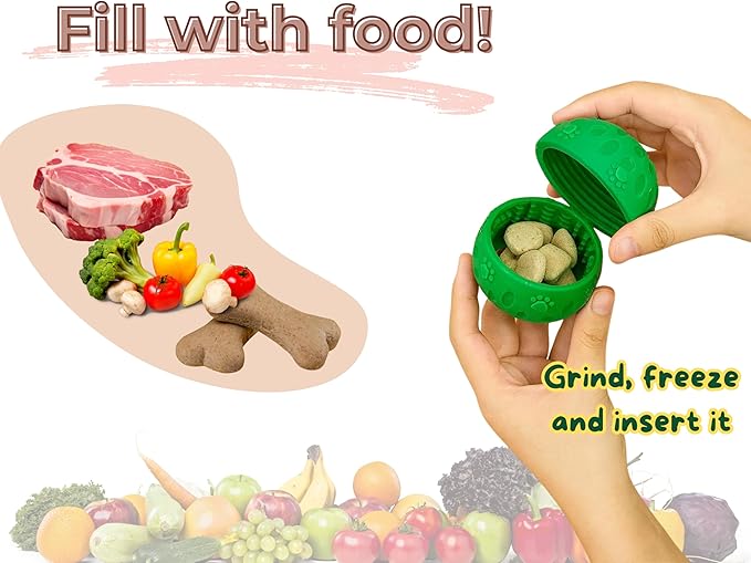 Avellana, Long Lasting, Interactive Dog Toy, Food Grade, Silicone Dog Toy for Large Dogs Puppy Ball Shape.