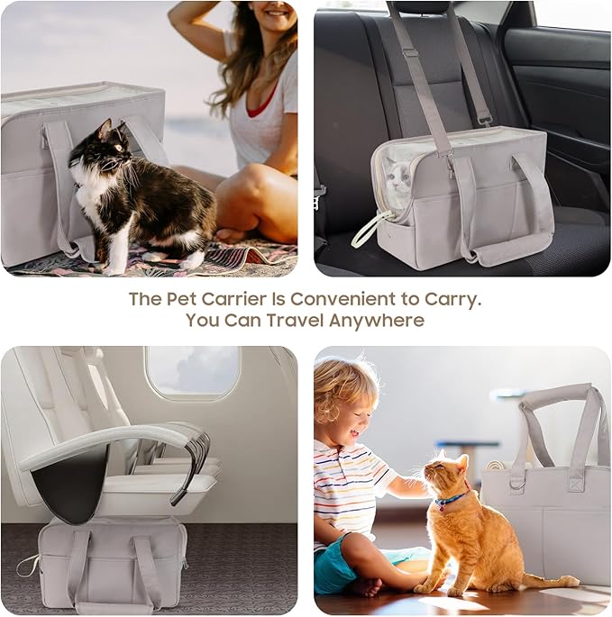 Dog Carriers for Small Dogs, Soft Sided Folding Dog Purse for Dogs Medium Cats Puppies up to 13 Lbs, Washable Breathable Puppy Carrier for Outdoor Travel (Small Gray)
