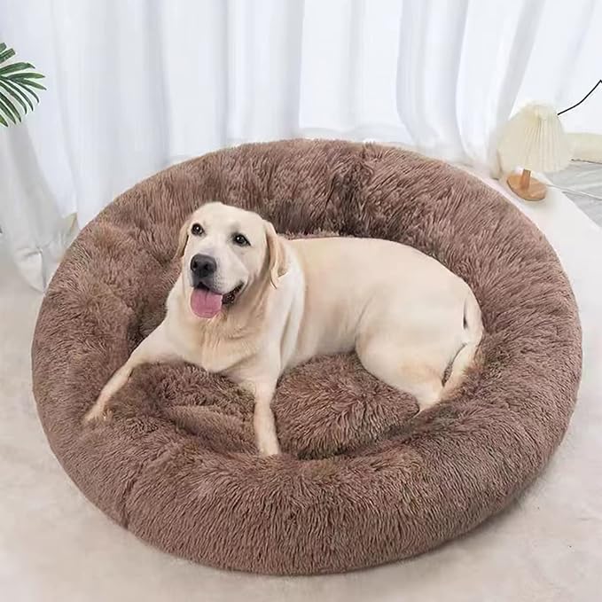 Nisrada Dog Bed for Medium Large Dogs, 36 inch Calming Dogs Bed, Washable-Round Cozy Soft Pet Bed for Puppy and Kitten with Slip-Resistant Bottom