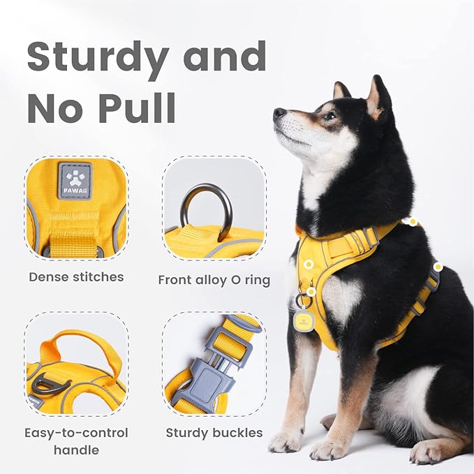 Pawaii Dog Harness for Large Dogs, Dog Harness with Pet ID Tag, No Choke Dog Harness, Adjustable Soft Padded Pet Vest with Easy Control Handle