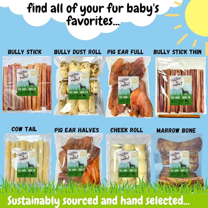 BULLYSTICKS & MORE 6 Inch Beef Cheek Rolls for Dogs (Extra Thick - 8 Count) - Beef Cheek Bones for Dogs - Dog Parents Choice - Premium No Hide Rolls