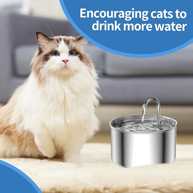 Kactoily 10 Pack Cat Water Fountain Filters for 108oz/3.2L & 67oz/2L Stainless Steel, Cat Fountain Filter Replacement(10 Filters & 10Sponges)