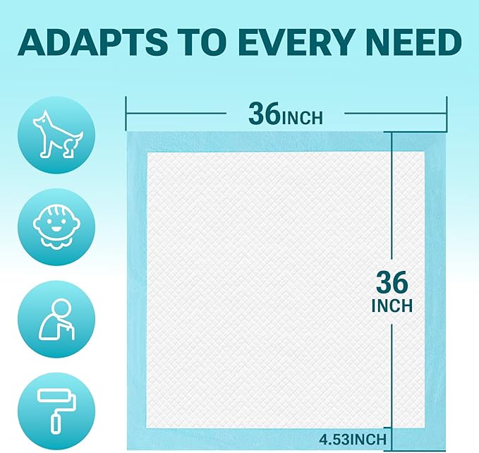 Disposable Bed Pads for Adult 36" x 36", Chucks Pads Underpads Bed Liner for Incontinence, Extra Large Puppy Pads / Dog Pee Pads / Wee Wee Pads for Training, XL, 45 Count