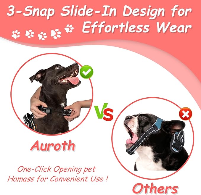 AUROTH Dog Harness Medium Sized Dog, Dog Vest Harness Medium Size Dog, Medium Dog Harness, No Pull Dog Harness for Medium Dogs with Handle, Rose Red M