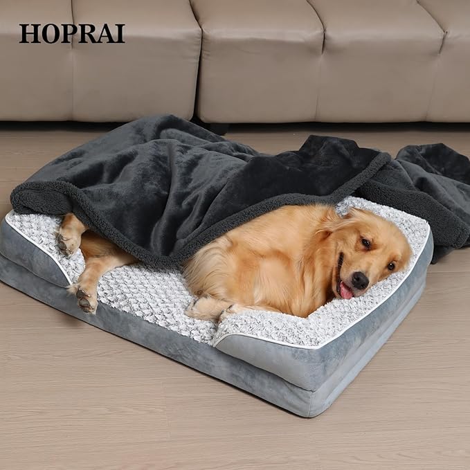 Dog Blanket, Waterproof Reversible Sherpa Fleece Throw Blanket, Furniture Cover for Bed, Couch, Sofa Protection from Liquid Pee and Pet Fur of Puppy, Cat (Gray S28*39inches)