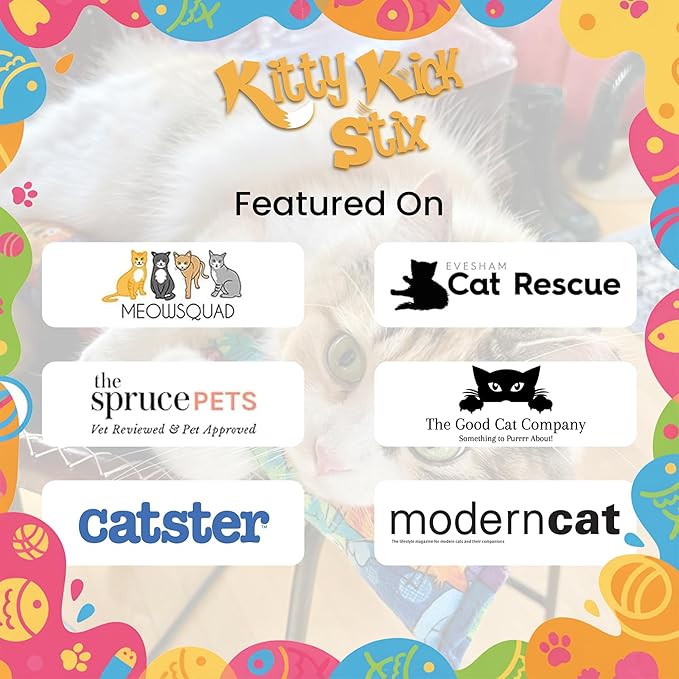 Kitty Kick Stix 15" Original Catnip Kicker Toy (Set of 2), Handmade in USA by Cat Lovers, Interactive Natural Cat & Kitten Toy, Packed with 100% Potent Catnip for All Breeds (15" +6" Combo)