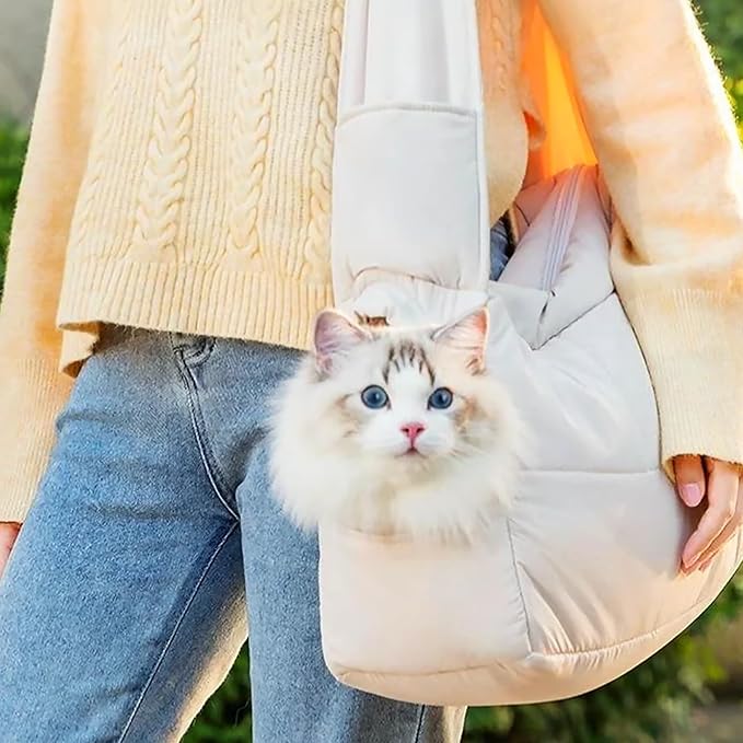 Mini Dog Purse Carrier with Pockets, Warm Cute Pets Bags with Secure Harness Clip, Cat Shoulder Bag for Outings, Lightweight Puppies Bags Kennel, Trained Pets Handbag Outdoor(Purple,One Size)