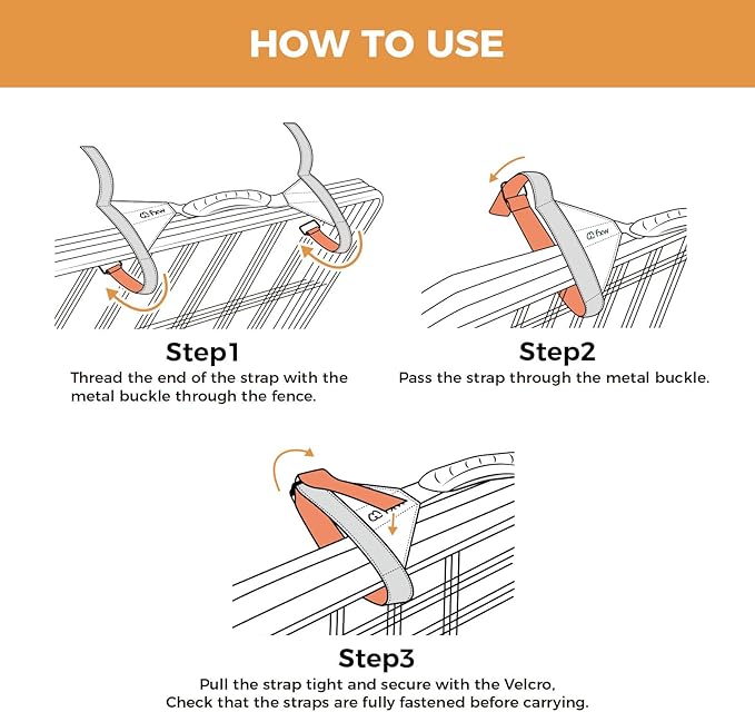 FXW Easy-Carry Straps, Fit 8-Panel of All Heights Dog Playpen, Designed for RV Trips, OrangeāPatent Pending