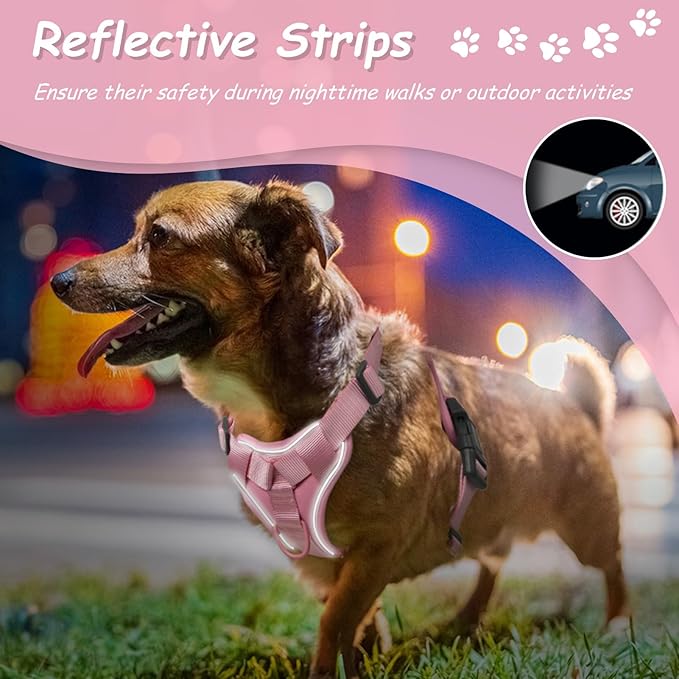 AUROTH Dog Harness for Large Dogs, Dog Vest Harness Large Size Dog, Large Dog Harness, No Pull Dog Harness for Large Dogs with Handle, XL Dog Harness, Pink XL