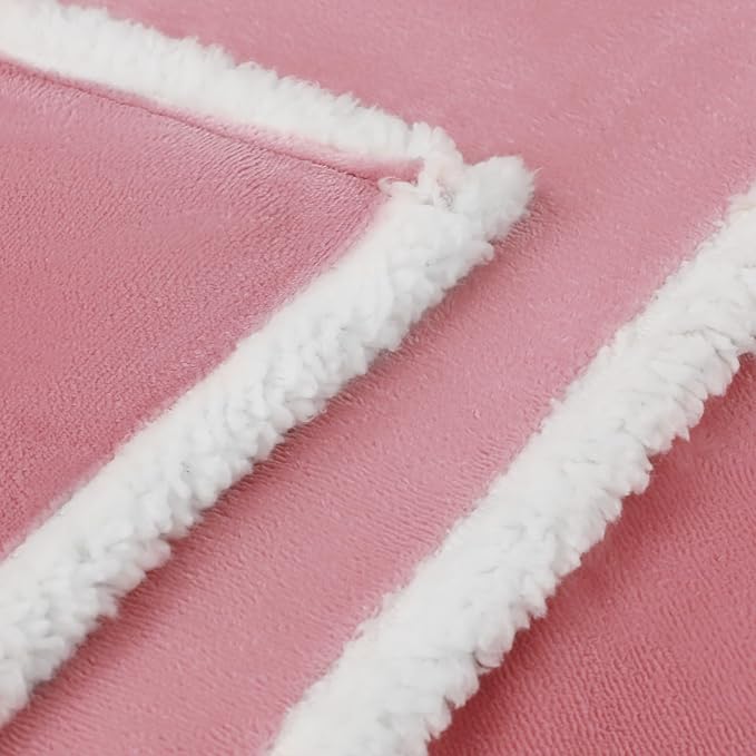Luciphia Waterproof Bed Blanket Washable,Soft Sherpa Fleece Puppy Reversible Throw Blankets for Medium Large Dog Cat,Furniture Cover Protector Couch from Liquid Pee and Pet Fur,Pink White,65" x 57"