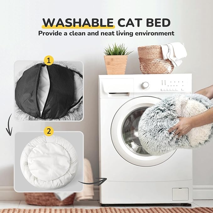 CATISM Large Cat Beds for Indoor Cats Dogs - Cat Bed Calming Nest, Self Warming Cave, Cozy Pod for Indoor Cats or Small Dogs, Removable Washable Cove with Non-Slip Bottom for Large Cats or Dogs