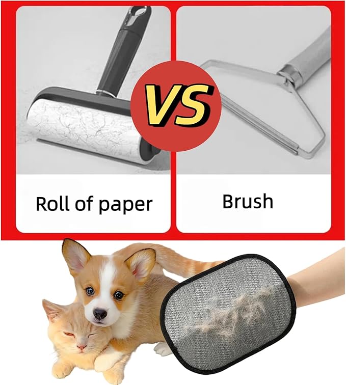 2pcs Pet Hair Removal Glove, Reusable Electrostatic Pet Hair Removal Gloves,Reusable for Dogs & Cats, Furniture,