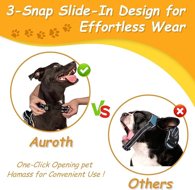 AUROTH Dog Harness for Large Dogs, Dog Vest Harness Large Size Dog, Large Dog Harness, No Pull Dog Harness for Large Dogs with Handle, Army Yellow L