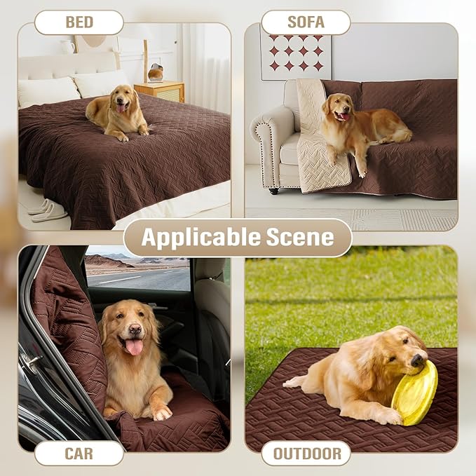 BOCTOPUG Dog Bed Cover for Pets Blankets Rug Pads for Couch Protection Waterproof Bed Covers Dog Blanket Furniture Protector Reusable Changing Pad (Brown+Beige, 52"x82")