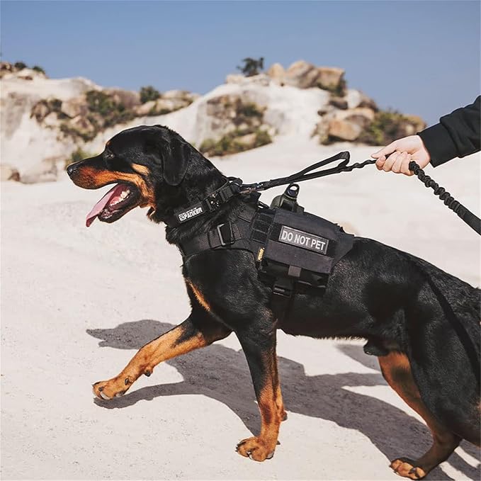 EXCELLENT ELITE SPANKER Dog Harness Tactical Military Dog Harness Adjustable No-Pull Dog Harness Training Hunting Dog Tactical Vest with Handle(BLK-L)