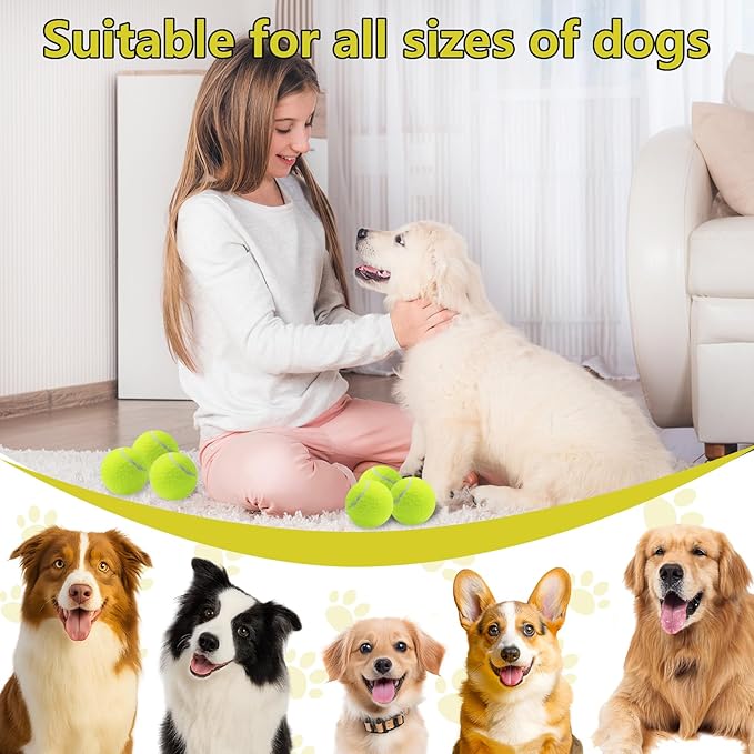 Swingers Squeaky Tennis Balls for Dogs,2.5 inch Training Tennis Balls,Exercise Ball for Pet Dog with Mesh Carry Bag Easy to Transport (Yellow, 24 Pack)