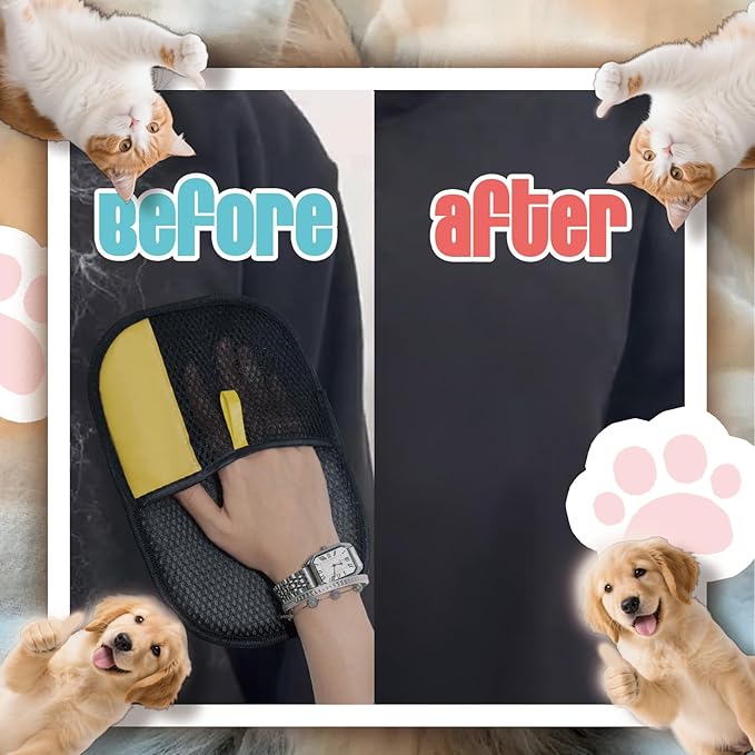 Pet Hair Removal Glove ,Reusable and Washable Electrostatic Pet Hair Remover for Cat Dog Hair,Cat Dog Hair Removal Gloves for Sofas, Clothes, Carpets, and Bed Sheets