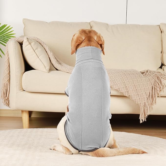 ROZKITCH Dog Winter Coat Soft Pullover Pajamas, Pet Windproof Warm Cold Weather Jacket Vest Cozy Jumpsuit Apparel Outfit Clothes for Walking Sleep Grey 3XL