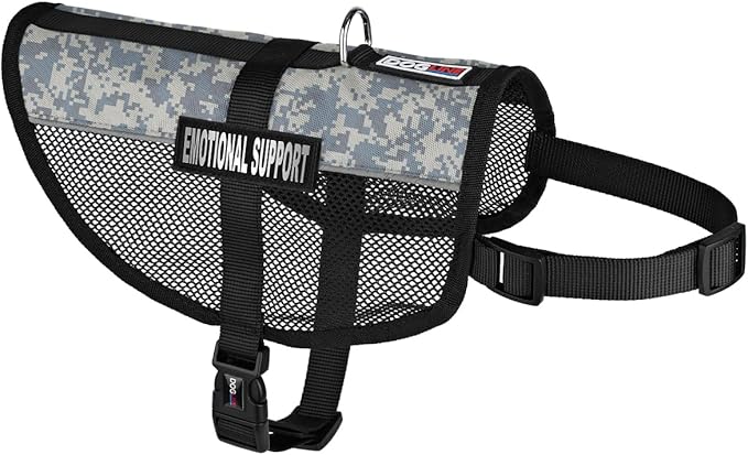 Dogline MaxAire Vest Emotional Support Removable Patch Adjustable Harness Reflective for Puppies Small Medium and Large Dogs 22 by 29 Inch Girth Urban Camo