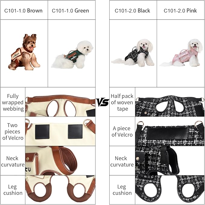 Dog Lift Harness Dog Carrier VES Harness Adjustable Leash with Small Puppy Treat Bag,Fits Most Cars,M
