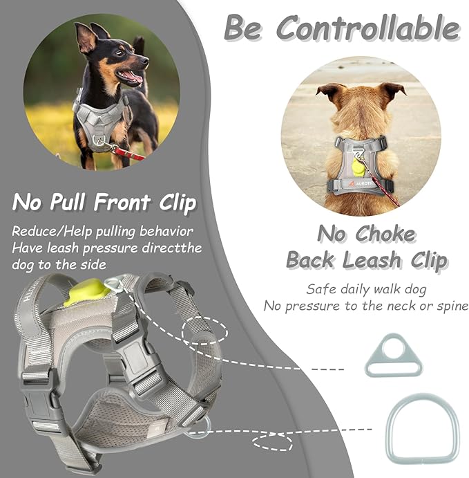 AUROTH Dog Harness for Large Dogs, Dog Vest Harness Large Size Dog, Large Dog Harness, No Pull Dog Harness for Large Dogs with Handle, Grey L