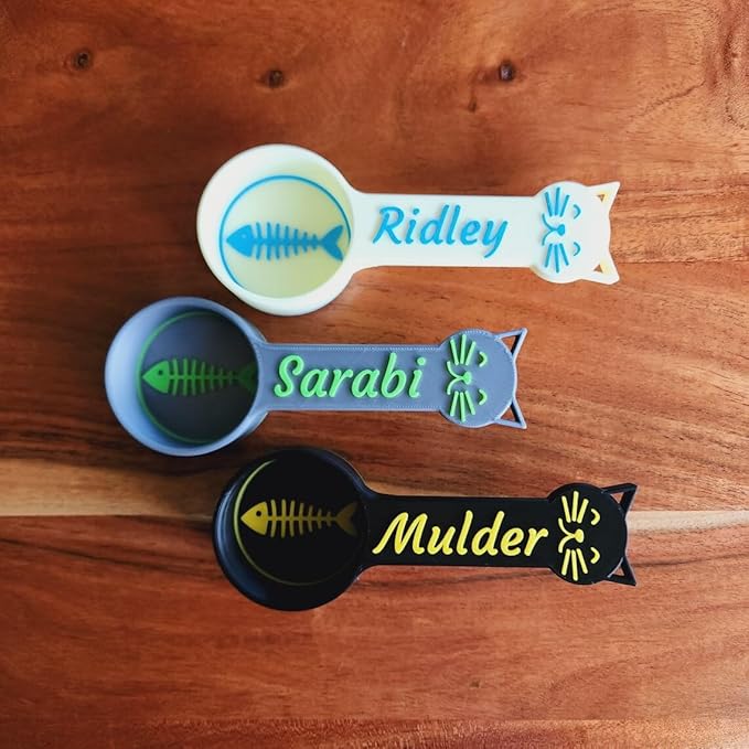 Personalized Cat Food Scoop, Cat Food Measuring Cup with Name, Kibble Scoop (3 oz - 3/8 cup)