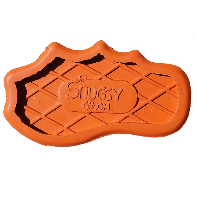 Grewal Equestrian Snuggy Groomer Soft Teeth Rubber Groomer Curry (Orange)