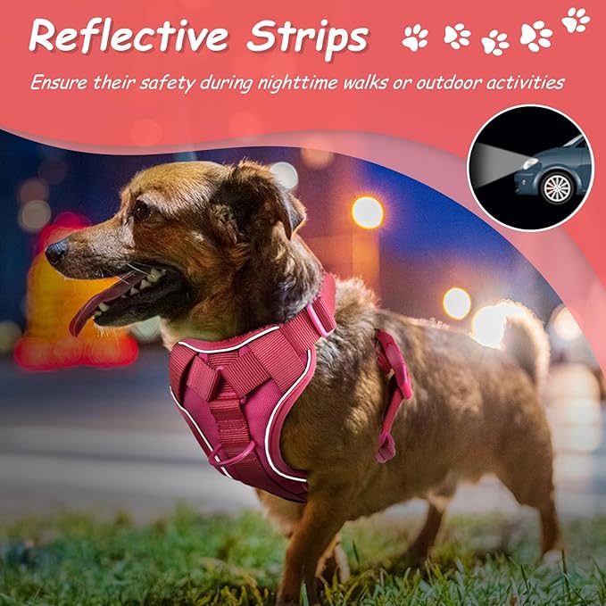 AUROTH Dog Harness Medium Sized Dog, Dog Vest Harness Medium Size Dog, Medium Dog Harness, No Pull Dog Harness for Medium Dogs with Handle, Rose Red M