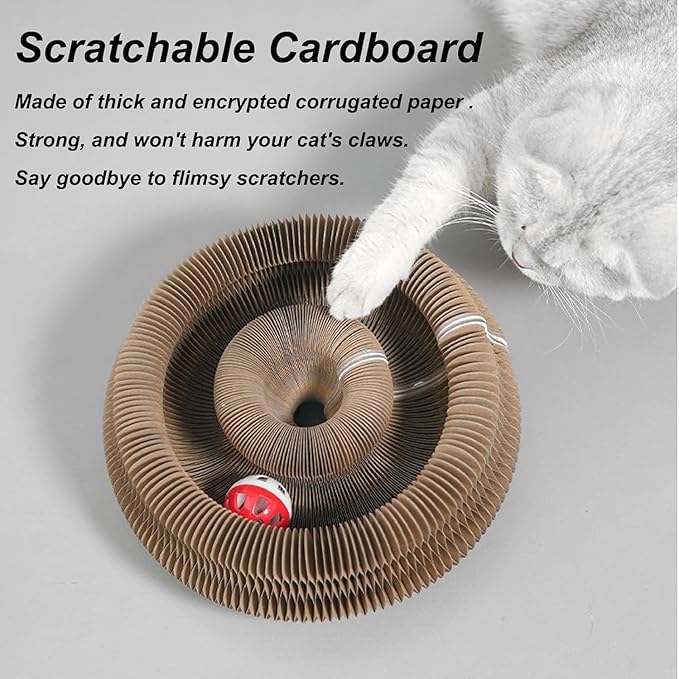 Kitty Kurl Cat Toy,Magic Organ Cat Toy,Magic Organ Cats Scratcher Board,Foldable Recyclable Accordion Toys with Ball for Indoor Cats Playing(2pc)