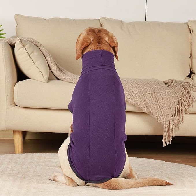 ROZKITCH Fleece Dog Jacket, Pet Windproof Warm Cold Weather Jacket Vest Cozy Jumpsuit Apparel Outfit Clothes for Walking Hiking Travel Sleep Purple 3XL