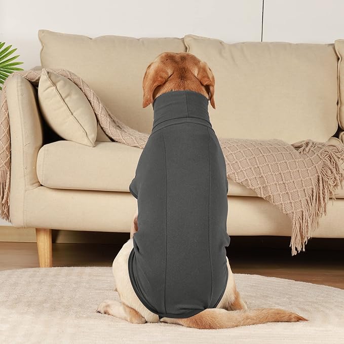 ROZKITCH Dog Winter Coat Soft Pullover Pajamas, Pet Windproof Warm Cold Weather Jacket Vest Cozy Jumpsuit Apparel Outfit Clothes for Walking Hiking Travel Sleep Black 3XL