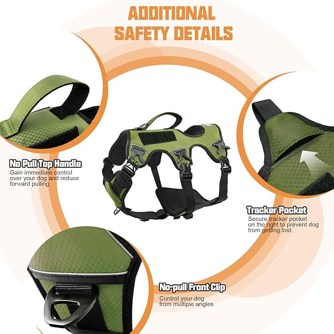 AUROTH Dog Harness, Escape Proof Dog Harness for Medium Sized Dog, No Pull Dog Harness for Large Dogs, Soft Padded Reflective Adjustable Dog Vest Harness with Lift Handle, Harness Medium Size Dog