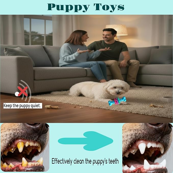 Puppy Teething Toy, Durable Chew Toy for Small Dogs, Interactive Bone Toy to Keep Puppies Busy, Teeth Cleaning Dog Toy for Small Breeds