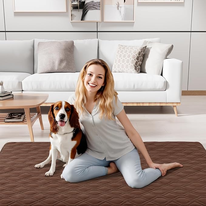 Smiry Waterproof Dog Blanket, 30x53 Inch Soft Pet Bed Cover Reversible, Washable Sofa Couch Furniture Protector for Small Medium Large Dog Puppy Cat, Geometric, Brown/Chocolate