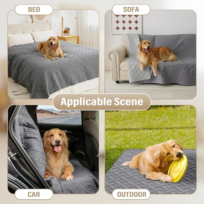 BOCTOPUG Dog Bed Cover for Pets Blankets Rug Pads for Couch Protection Waterproof Bed Covers Dog Blanket Furniture Protector Reusable Changing Pad (Dark Grey+Light Grey, 82"x82")