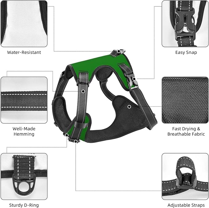 Custom Dog Harness with Name Phone No., Customized No Pull Pet Vest for Small Medium Large Dog, Personalized Heavy Duty Dog Vest, Adjustable Reflective Pet Harness Custom, LightPink, S