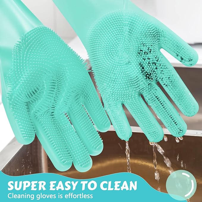 Pecute Large Pet Grooming Gloves with Heat-Resistant, High-Density Silicone Teeth for Washing, Massaging, and Enhanced Five Finger Design