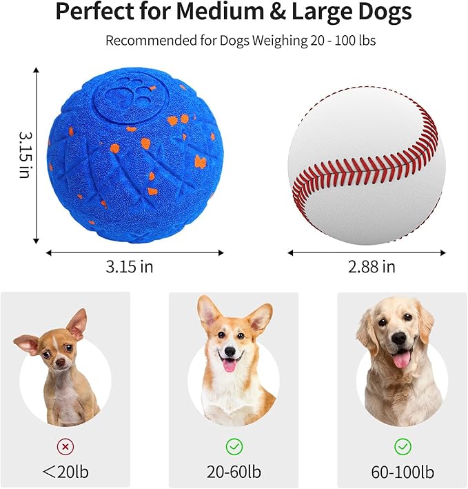 SCHITEC Smart Interactive Dog Toy Ball – Automatic Moving & Bouncing Balls for Large Dogs, Rechargeable Motorized Dog Ball, Stimulating Pet Toy for Active & Bored Medium Large Dogs (Blue)