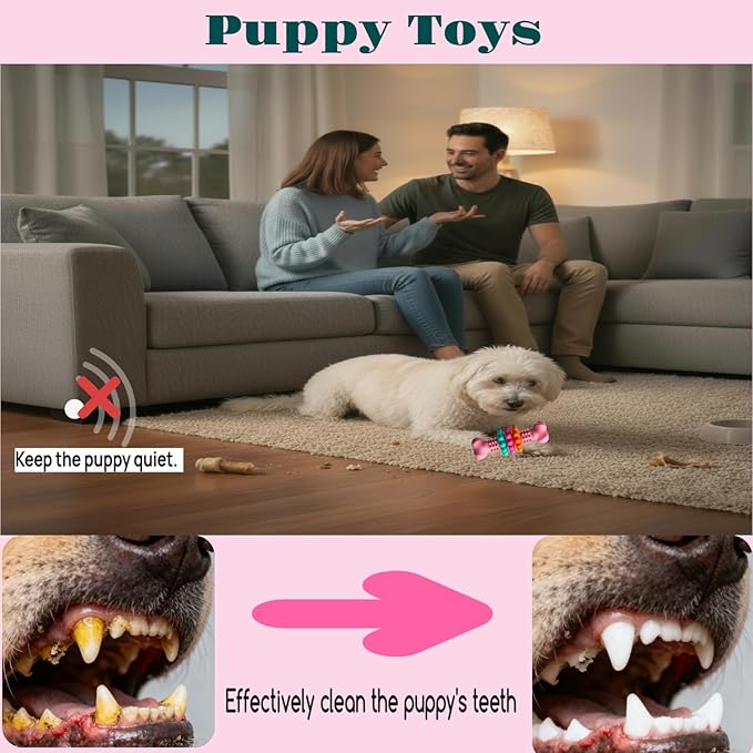 Puppy Teething Toy, Durable Chew Toy for Small Dogs, Interactive Bone Toy to Keep Puppies Busy, Teeth Cleaning Dog Toy for Small Breeds