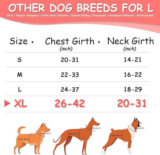 AUROTH Dog Harness for Large Dogs, Dog Vest Harness Large Size Dog, Large Dog Harness, No Pull Dog Harness for Large Dogs with Handle, XL Dog Harness, Rose Red XL