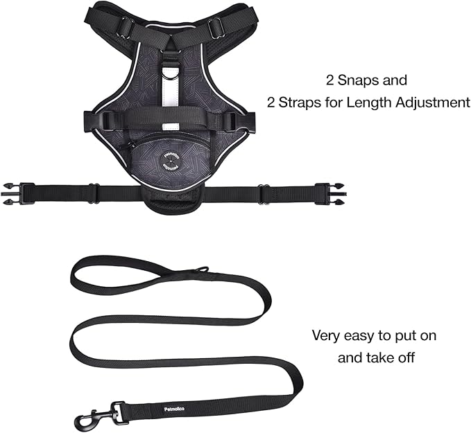 No Pull Dog Harness Vest Reflective Front Clip Vest with Pocket, Adjustable 2 Metal Rings 2 Buckles Easy to Wear & Take Off (Large, Red)