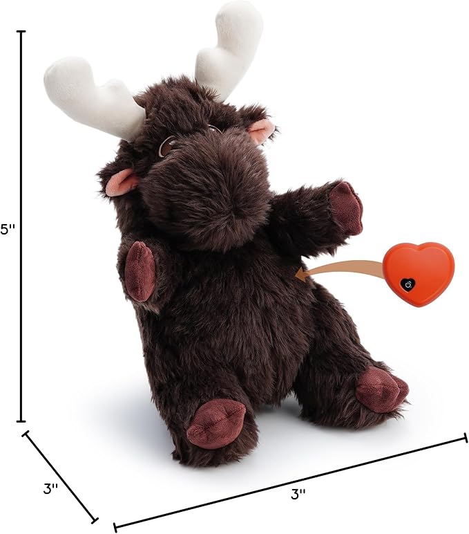 Moose Heart Beat Dog Toy for Puppy - Soft Plush Stuffed Animal Dog Pal with Heartbeat for Puppy Small Medium Large Breed, Ideal for Comfort & Anxiety Relief - Small