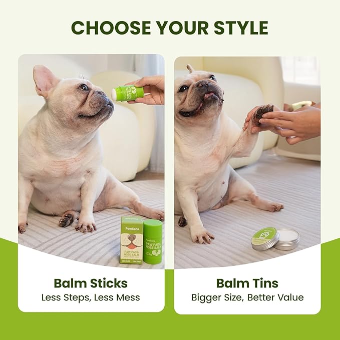 Lick-Safe Dog Paw & Nose Balm with Coconut Oil | All-Natural Paw Moisturizer & Cream for Dry, Cracked Pads & Snouts| Paw Wax & Soother, Nose Butter for Bulldogs| Horse Hoof Care (2.1 oz*2)