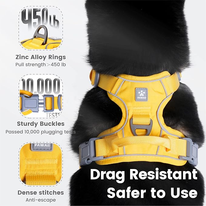 Pawaii Dog Harness for Large Dogs, Dog Harness with Pet ID Tag, No Choke Dog Harness, Adjustable Soft Padded Pet Vest with Easy Control Handle