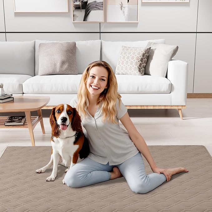 Smiry Waterproof Dog Blanket, 68x82 Inch Soft Pet Bed Cover Reversible, Washable Sofa Couch Furniture Protector for Small Medium Large Dog Puppy Cat, Geometric, Taupe/Beige