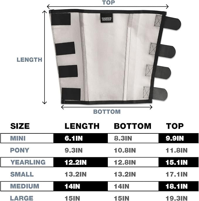 Harrison Howard Loose Fitting Fly Boots UV-Protective Extra Tough Mesh Ventilated Four Fasteners Stay-on Design Protect Horse Legs & Stomp-Reducing Set of 4 Silver Grey Large